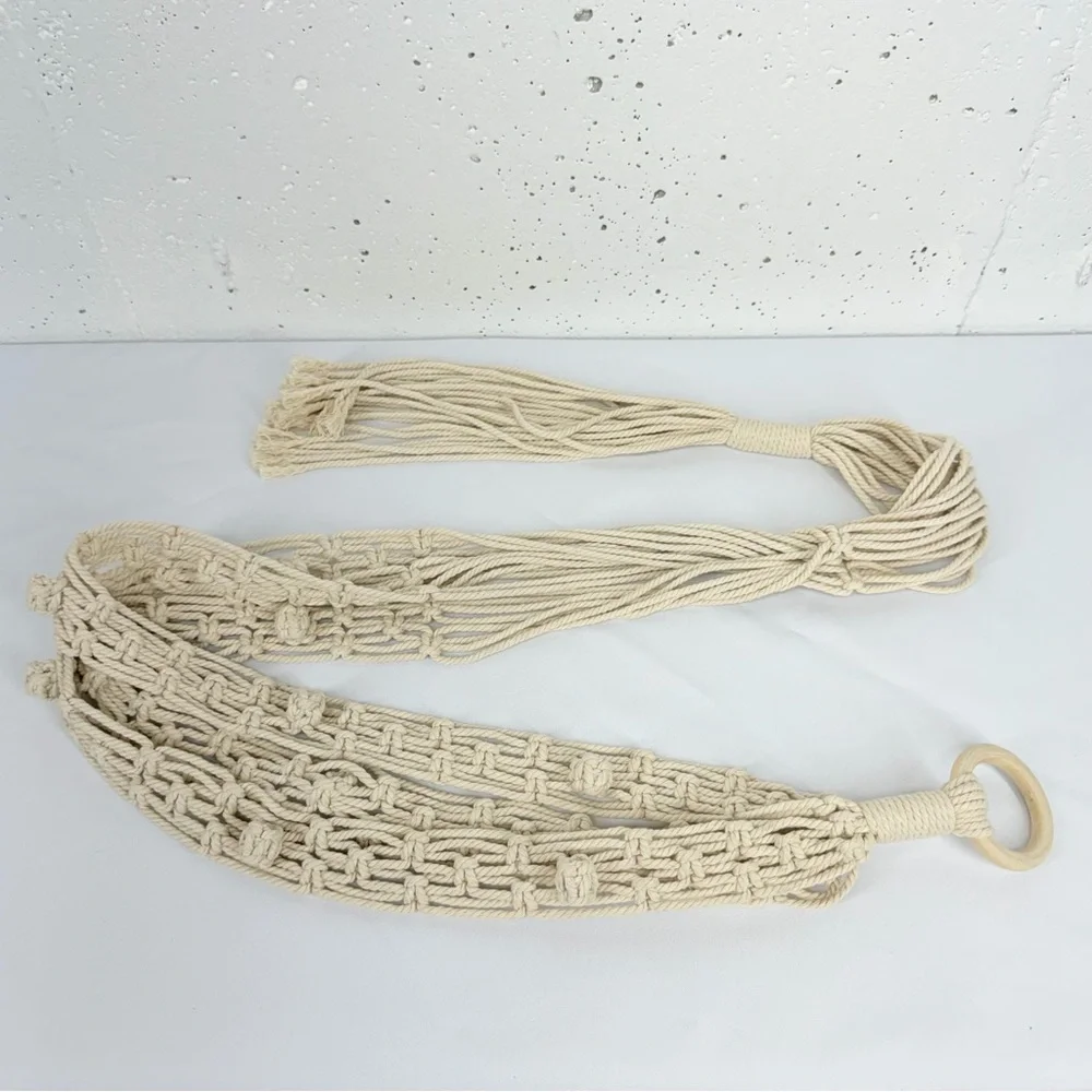 Unbranded Bohemian Off White Macrame Plant Hanger and 10 Inch Basket - Picture 12 of 17